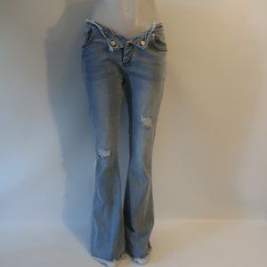 SER.O.YA Light Blue Distressed Flare Jeans